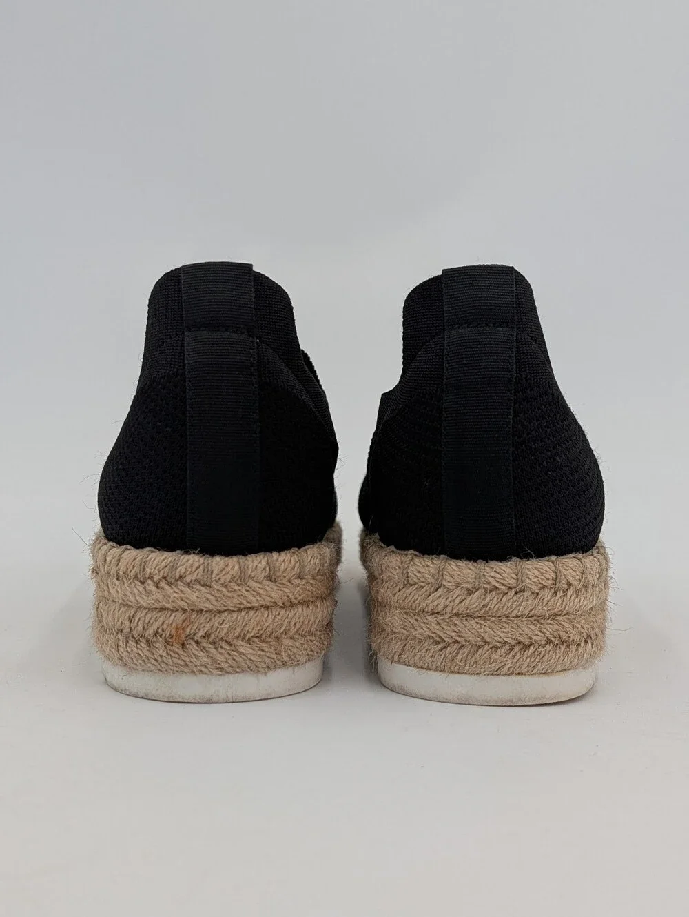 Adrienne Vittadini Sport Sz 7.5 Niko Espadrille Sneakers Black Knit Platform